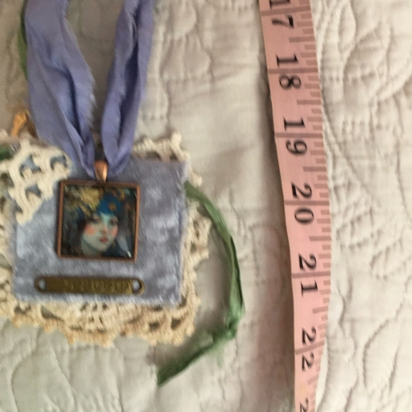 Handmade Artisan Boho Statement Jabot Necklace with Ribbon and Lace